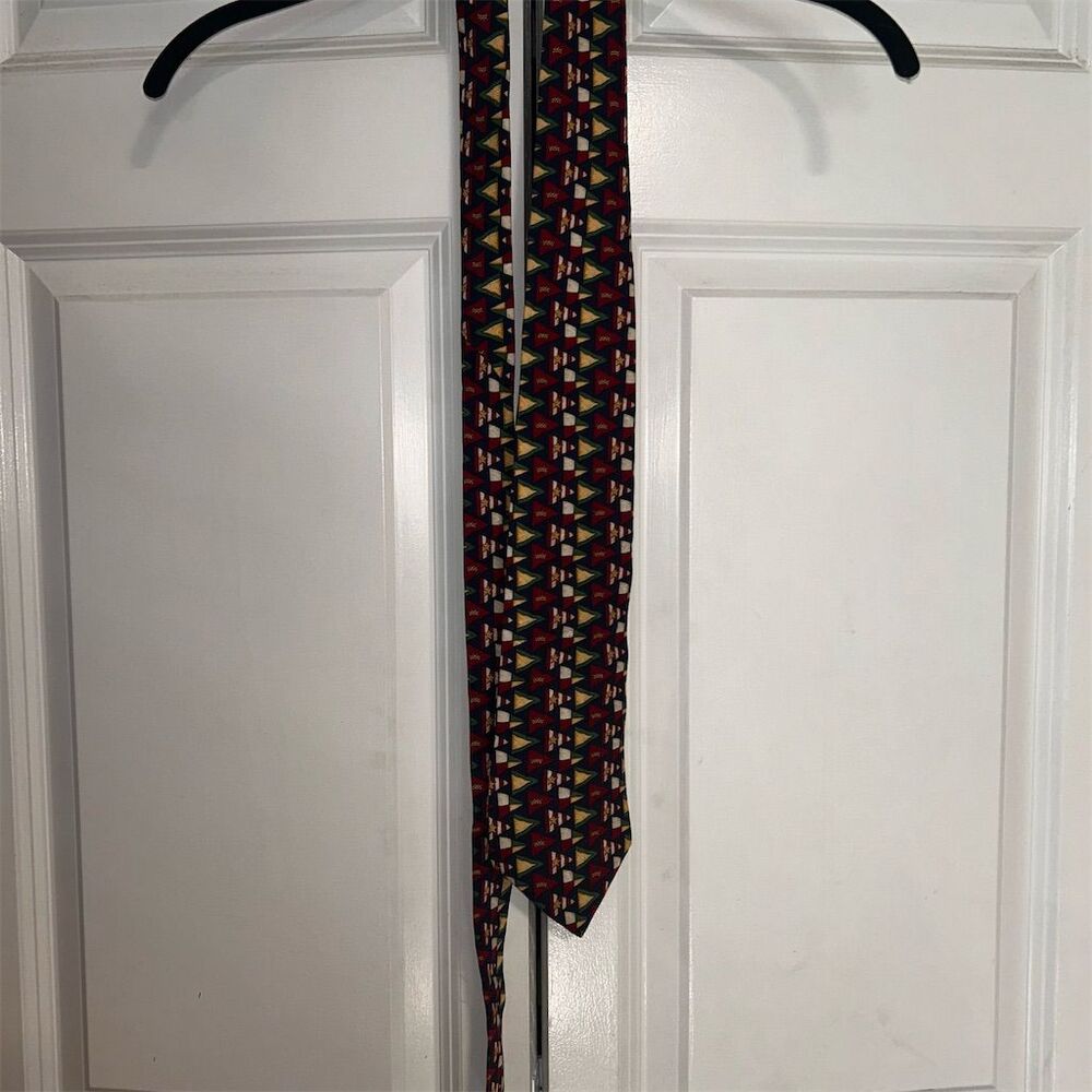 Tommy Hilfiger Men's Silk Tie Multicolor Geometric Design